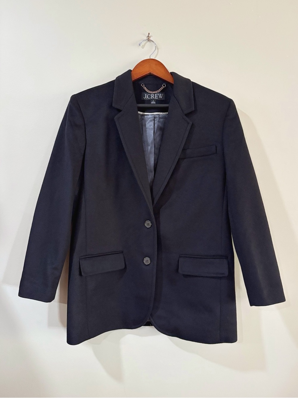 J.Crew Women M Italian Wool Blazer Navy Tailored Preppy Office Chic
